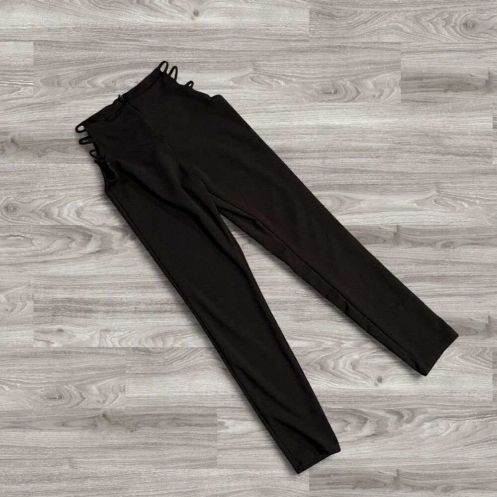 Windsor Black Cut Out Straight Pants Black High Rise Y2K Large